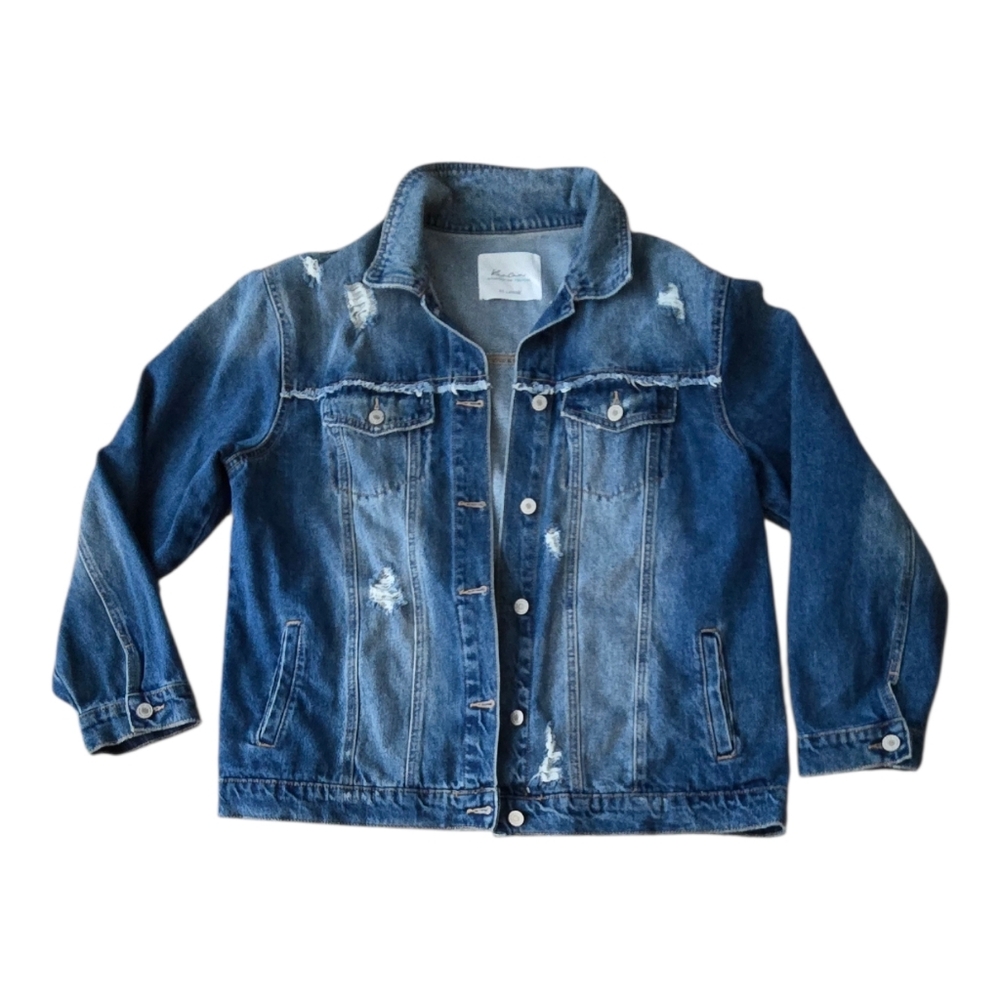 KanCan Distressed Blue Womens Jean Jacket. XXL
